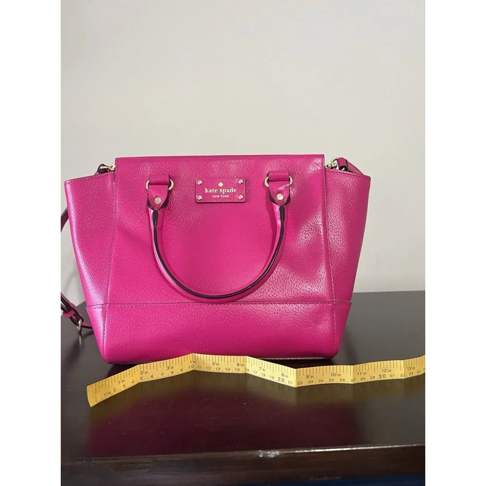 Kate Spade New York Pink Pebbled Satchel Top Handle Zip Bag w/ Detachable Strap